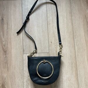 Ted Baker Black Crossbody Bag with Gold Ring Accent